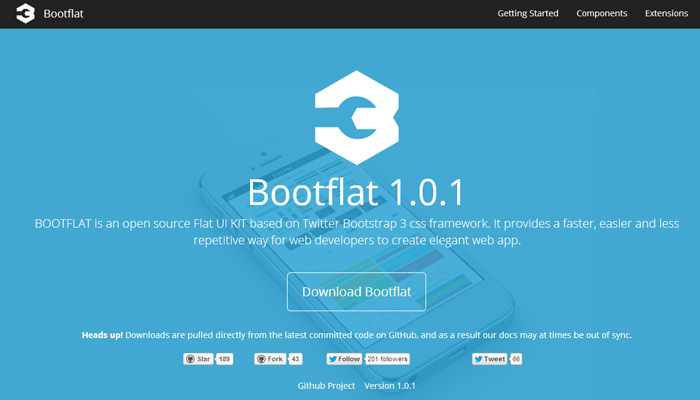 blue bootflat ui design homepage layout