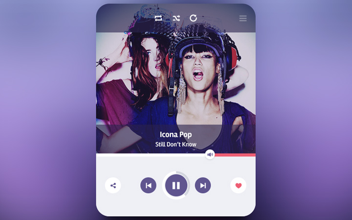 purple mini music player interface