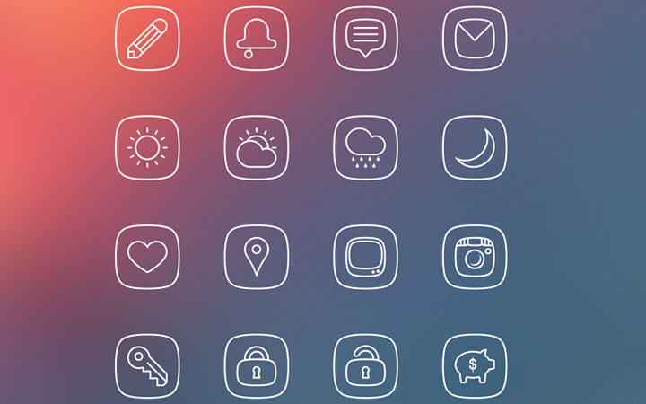 rounded circle square line icons