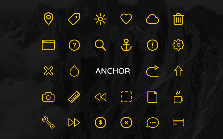 yellow line stroked anchor iconset
