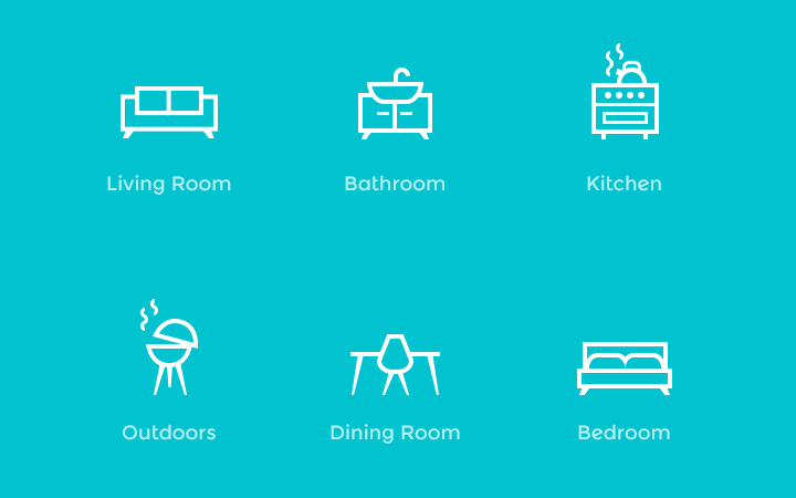 home furniture line icons pack