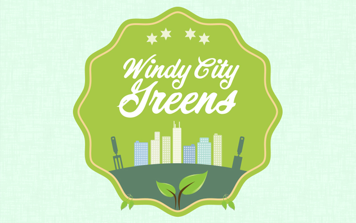 windy city greens badge design logo