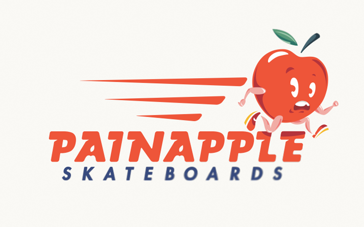 painapple skateboards logo lettering design