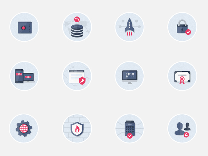 flat design security circle icons