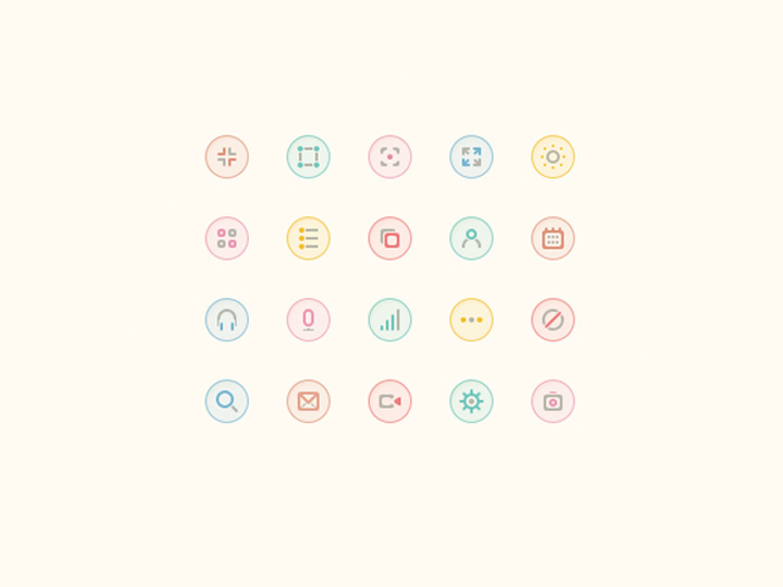small pastel glyph icons psd