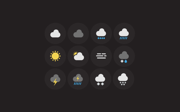 simple clean circle icons weather ui