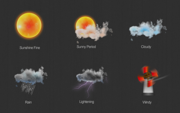 detailed realistic weather icons inspiration