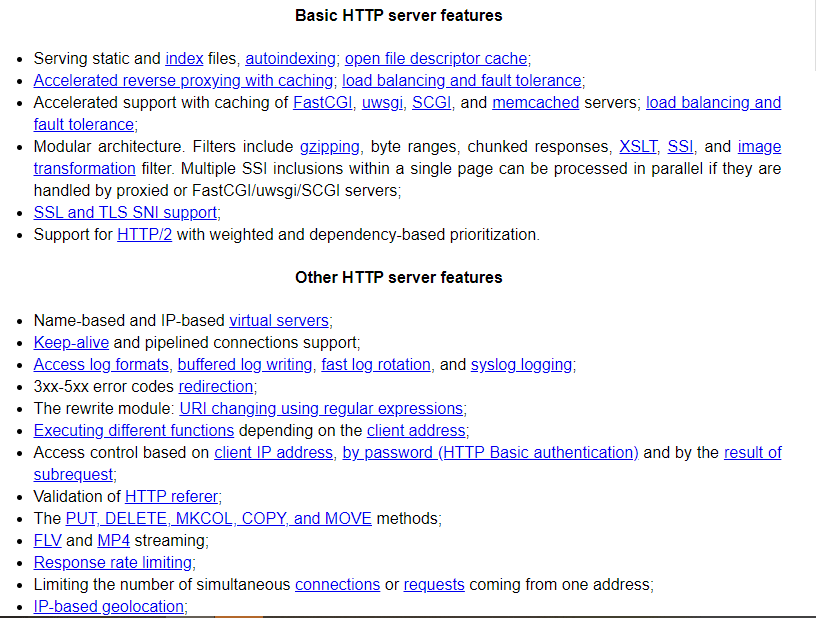 NGINX open source web server screen
