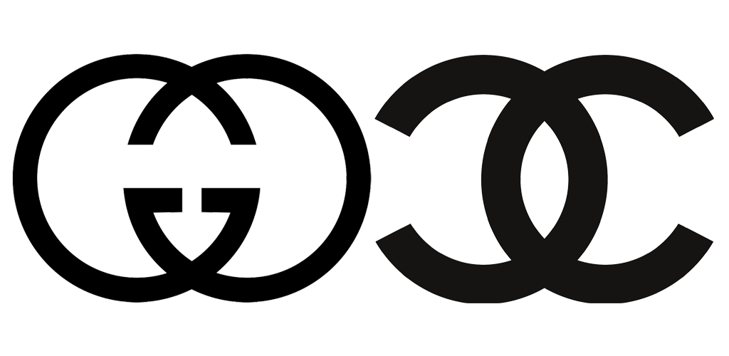 Gucci logo and Chanel logo