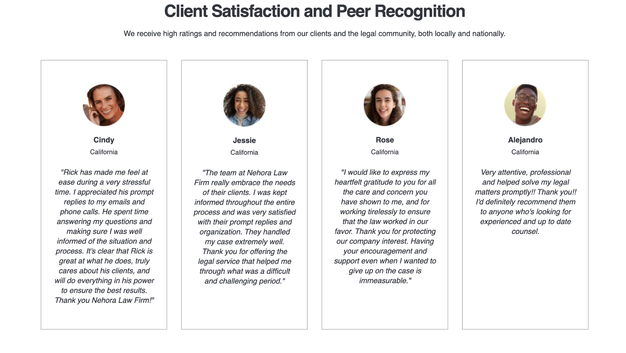 Use client testimonials to improve credibility on your legal website