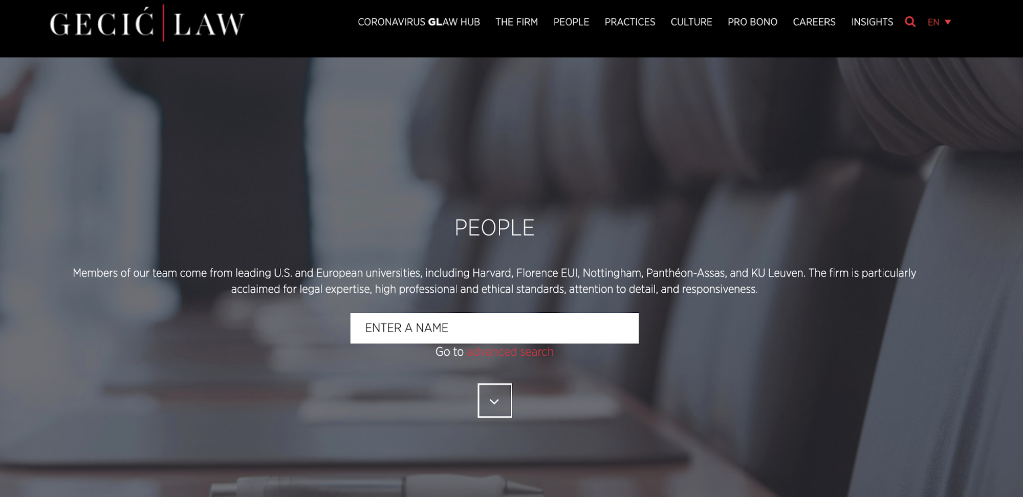 Gecic Law enables legal clients to search by lawyer