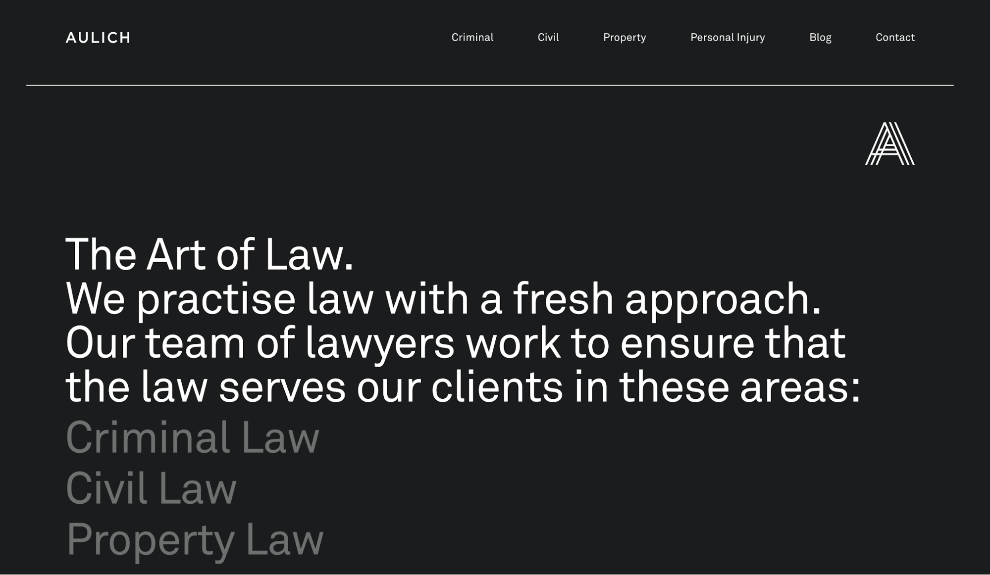 Aulich Law has a clear UVP on its landing page